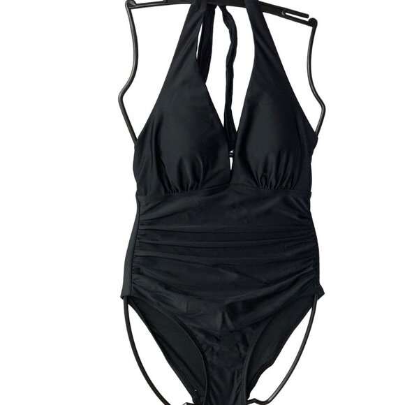 DKYN LADIES SWIMSUIT HALTER 4 way stretch TUMMY CONTROL MD NWT - Picture 3 of 9